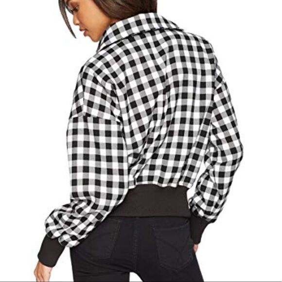 NWT The Fifth Label Black Gingham Bomber Jacket M - Picture 3 of 7
